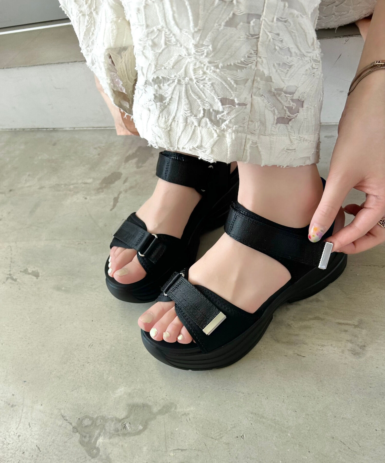 WA Oriental TRaffic「【追加】ダブルベルトスポーツサンダル/42207 スポサン 柔らかい 人気 軽い トレンド 厚底 再入荷」|サンダル|