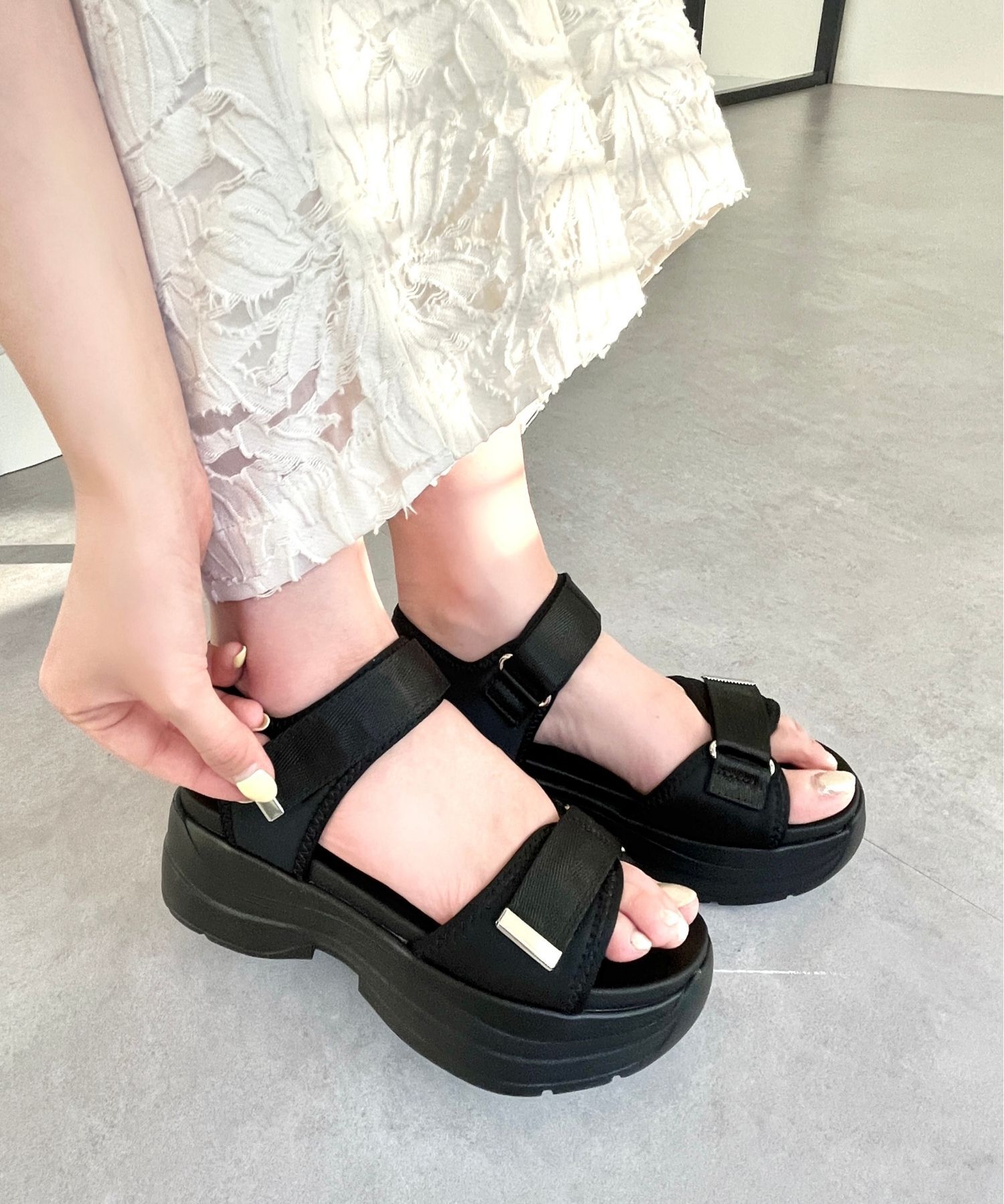 WA Oriental TRaffic「【追加】ダブルベルトスポーツサンダル/42207 スポサン 柔らかい 人気 軽い トレンド 厚底 再入荷」|サンダル|