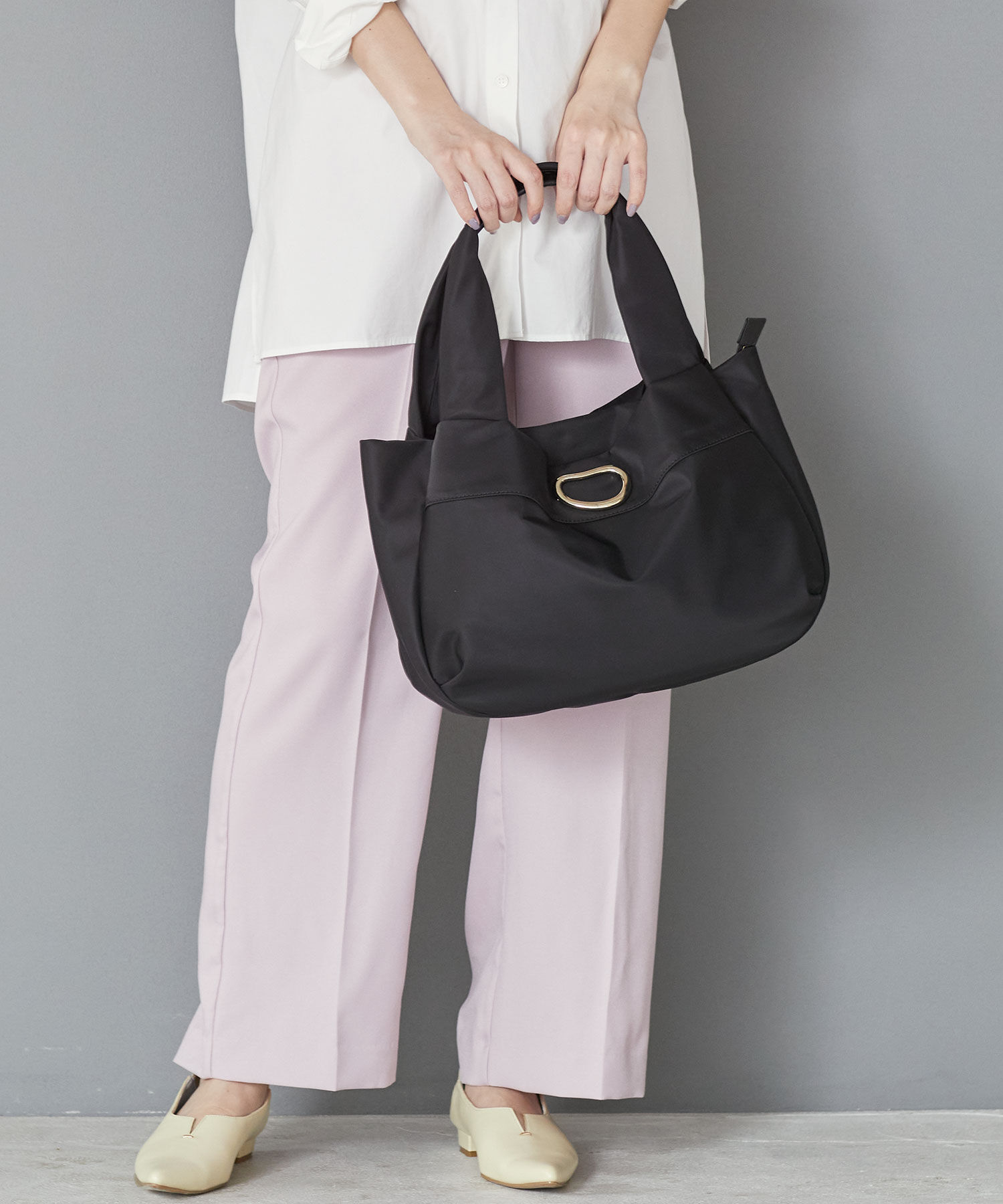 TOPKAPI TREASURE「【TREASURE TOPKAPI】ナイロン リング パーツ付 トートバッグ」|トートバッグ|ブラック