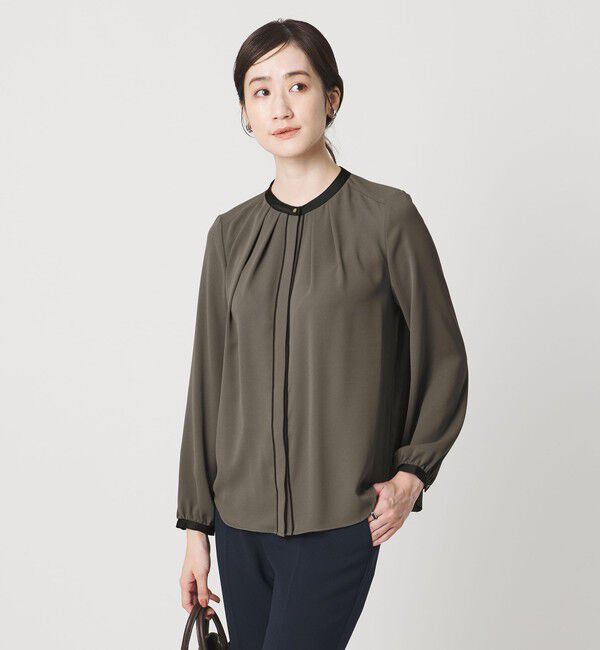 UNITED ARROWS「バイカラー パイピング ブラウス」|シャツ・ブラウス|DK.GRAY