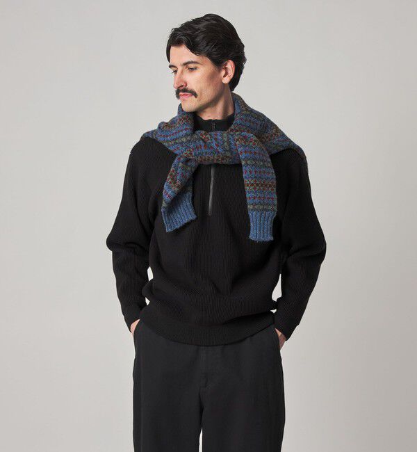 STEVEN ALAN「＜Steven Alan＞ T/C 9G アゼ ハーフジップ ドライバーズ ニット」|ニット・セーター|