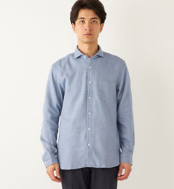 SHIPS Colors 「SHIPS Colors:ダブルウィーブ ハンドトゥース ワイドカラー ドレスシャツ」|シャツ・ブラウス|