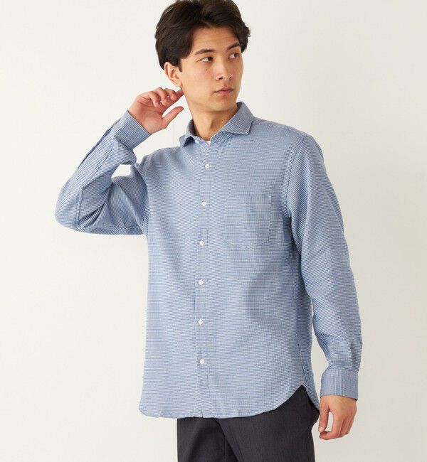 SHIPS Colors 「SHIPS Colors:ダブルウィーブ ハンドトゥース ワイドカラー ドレスシャツ」|シャツ・ブラウス|