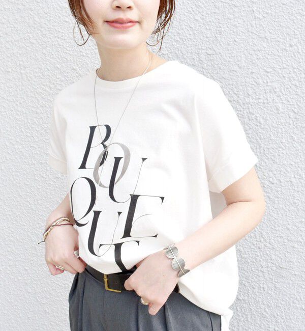 SHIPS for women「【WEB限定】〈手洗い可能〉バリエーション ロゴ 刺繍 プリントTEE」|Tシャツ・カットソー|オフホワイト