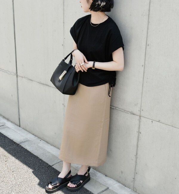 quaranciel「quaranciel:〈洗濯機可能〉アイライン スカート &times; フレンチ TEE セット」|タイト|