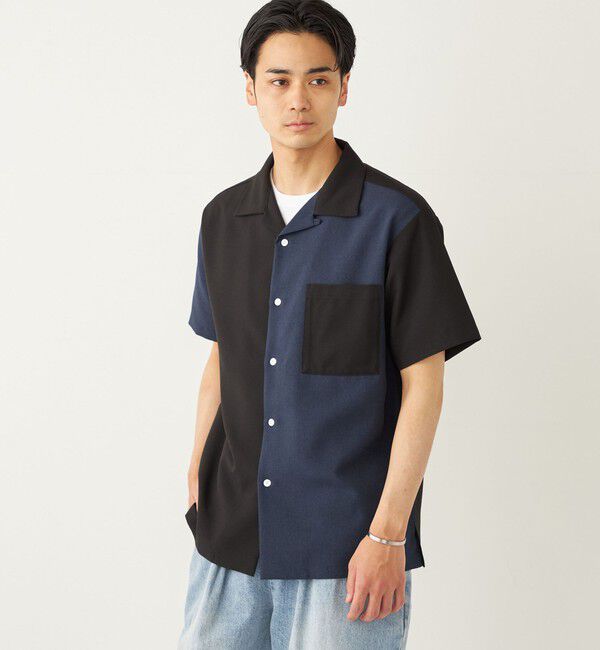 SHIPS Colors 「SHIPS Colors:ポリトロ オープンカラー シャツ(セットアップ対応可能)◇」|シャツ・ブラウス|ブラック