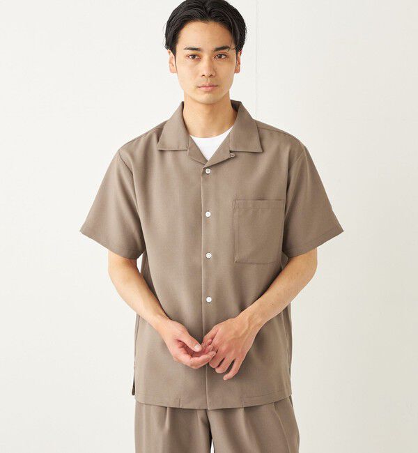 SHIPS Colors 「SHIPS Colors:ポリトロ オープンカラー シャツ(セットアップ対応可能)◇」|シャツ・ブラウス|ブラウン