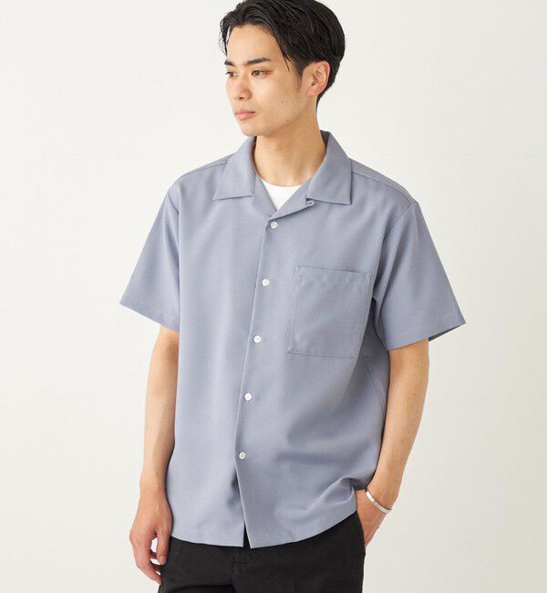 SHIPS Colors 「SHIPS Colors:ポリトロ オープンカラー シャツ(セットアップ対応可能)◇」|シャツ・ブラウス|ブルー