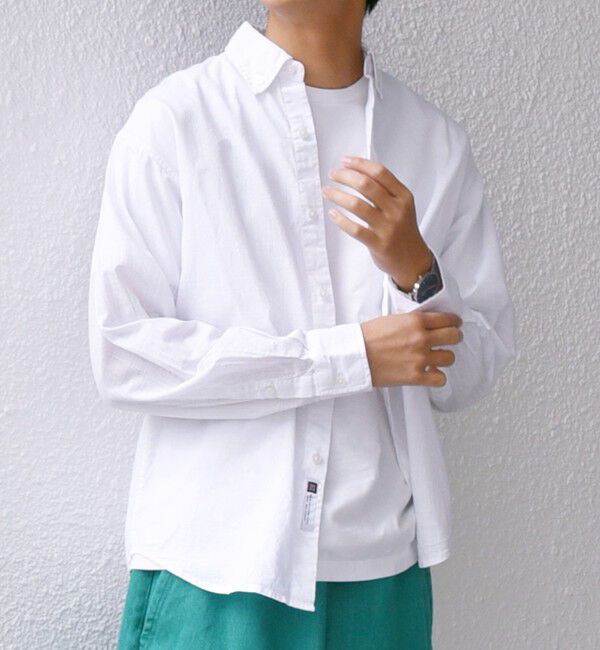 SHIPS any「SHIPS any: BEZ TEXTILE マルチカラー ストライプ / ソリッド ボタンダウン シャツ◇」|シャツ・ブラウス|ホワイト