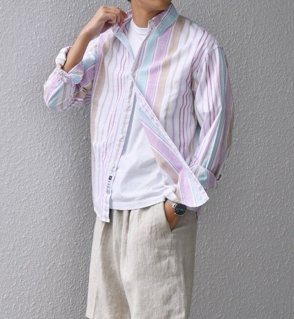 SHIPS any「SHIPS any: BEZ TEXTILE マルチカラー ストライプ / ソリッド ボタンダウン シャツ◇」|シャツ・ブラウス|