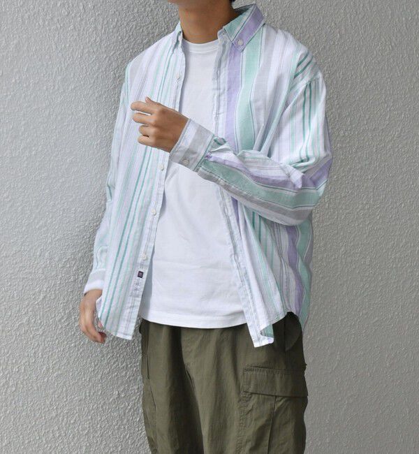 SHIPS any「SHIPS any: BEZ TEXTILE マルチカラー ストライプ / ソリッド ボタンダウン シャツ◇」|シャツ・ブラウス|