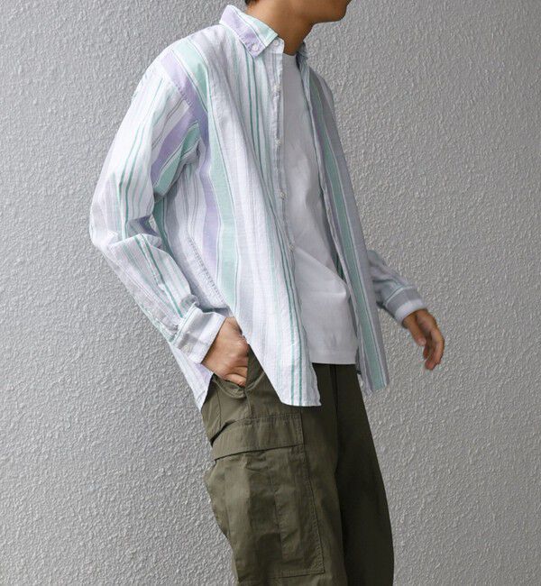 SHIPS any「SHIPS any: BEZ TEXTILE マルチカラー ストライプ / ソリッド ボタンダウン シャツ◇」|シャツ・ブラウス|
