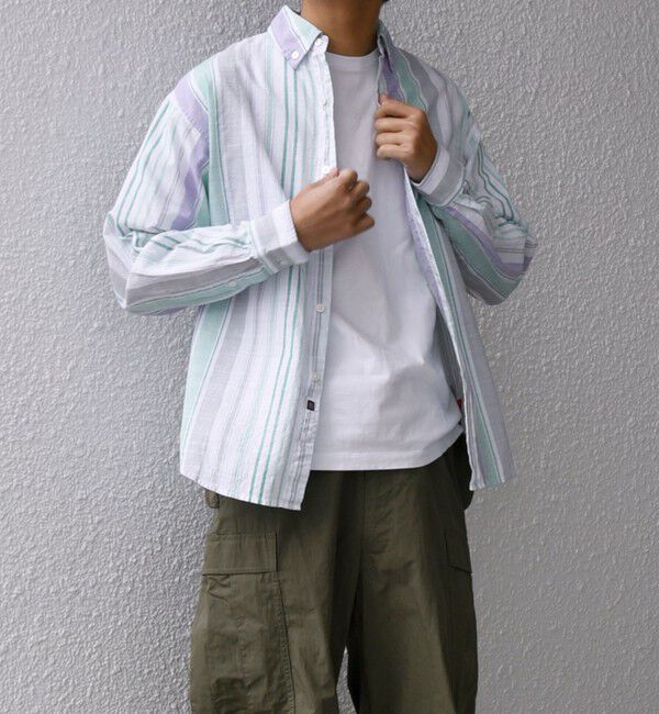 SHIPS any「SHIPS any: BEZ TEXTILE マルチカラー ストライプ / ソリッド ボタンダウン シャツ◇」|シャツ・ブラウス|