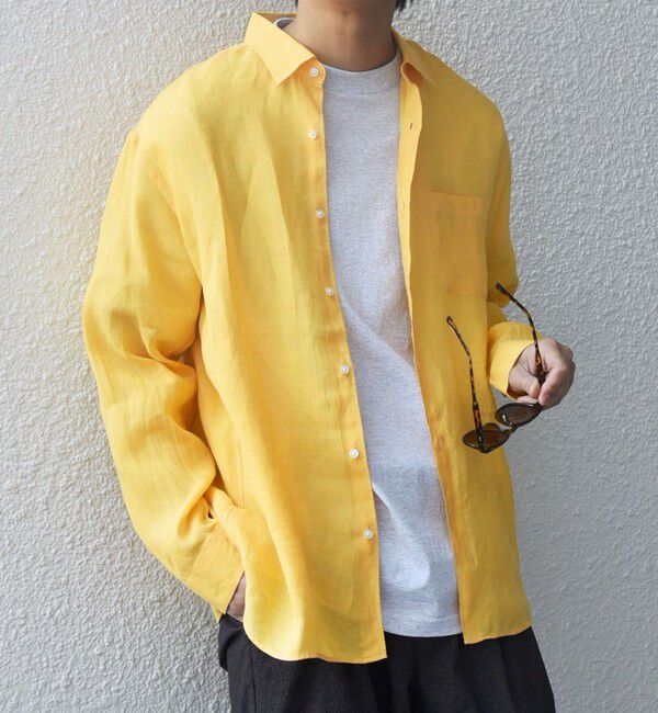 SHIPS any「SHIPS any:〈洗濯機可能〉ピュアリネン レギュラーカラー シャツ◇」|シャツ・ブラウス|オレンジ