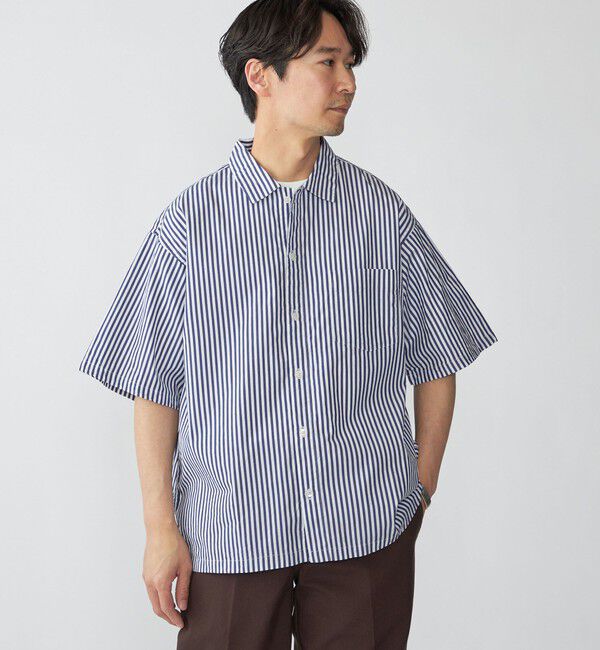 SHIPS「SHIPS: レギュラーカラー ベーシック ウィークエンド 半袖 シャツ」|シャツ・ブラウス|ダークブルー