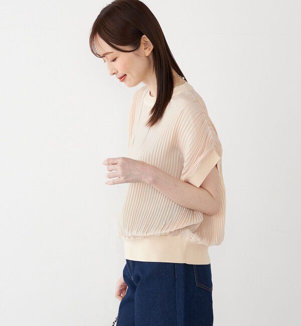 SHIPS Colors 「SHIPS Colors:〈手洗い可能〉プリーツ ニット コンビ プルオーバー」|シャツ・ブラウス|