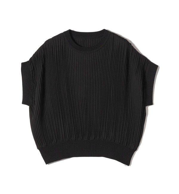 SHIPS Colors 「SHIPS Colors:〈手洗い可能〉プリーツ ニット コンビ プルオーバー」|シャツ・ブラウス|ブラック