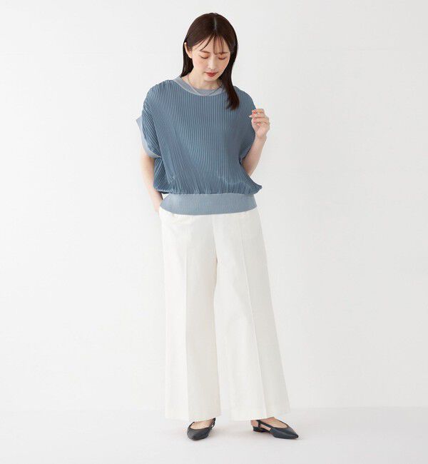 SHIPS Colors 「SHIPS Colors:〈手洗い可能〉プリーツ ニット コンビ プルオーバー」|シャツ・ブラウス|