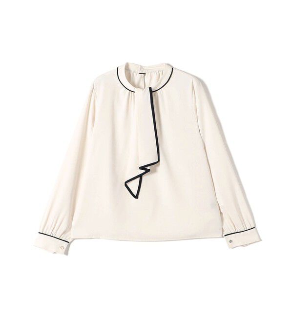 SHIPS Colors 「《予約》SHIPS Colors:〈手洗い可能〉バイカラー トリム ボウタイ ブラウス◆」|シャツ・ブラウス|