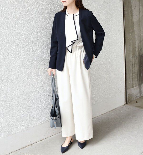 SHIPS Colors 「《予約》SHIPS Colors:〈手洗い可能〉バイカラー トリム ボウタイ ブラウス◆」|シャツ・ブラウス|