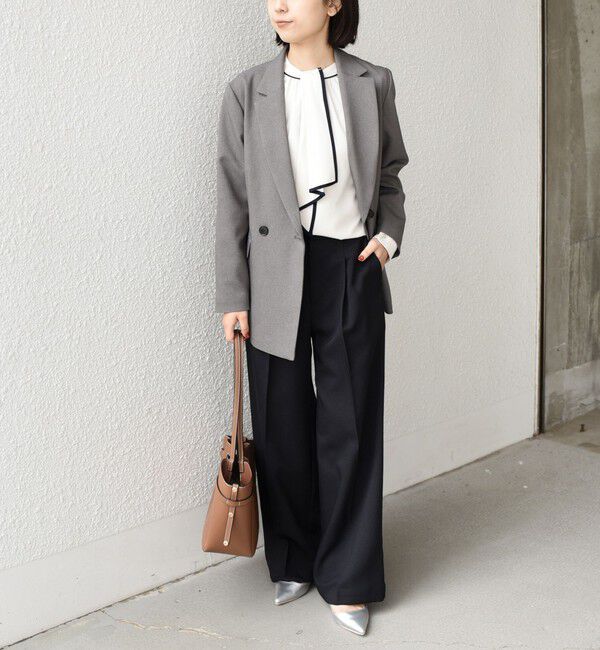 SHIPS Colors 「《予約》SHIPS Colors:〈手洗い可能〉バイカラー トリム ボウタイ ブラウス◆」|シャツ・ブラウス|