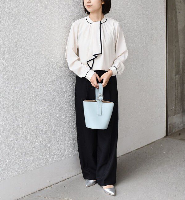 SHIPS Colors 「《予約》SHIPS Colors:〈手洗い可能〉バイカラー トリム ボウタイ ブラウス◆」|シャツ・ブラウス|