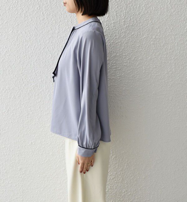 SHIPS Colors 「《予約》SHIPS Colors:〈手洗い可能〉バイカラー トリム ボウタイ ブラウス◆」|シャツ・ブラウス|