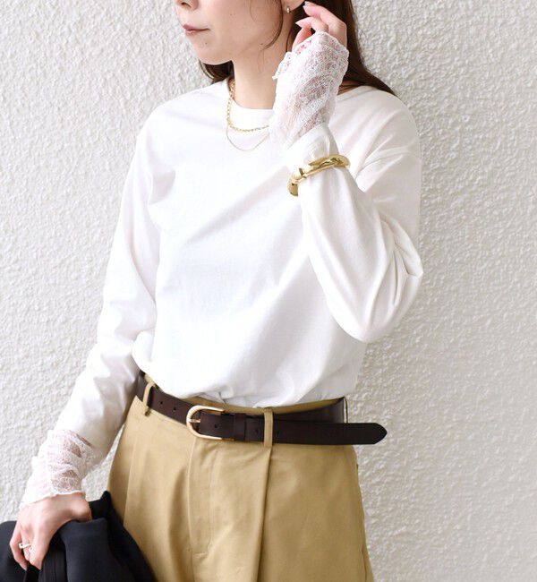 SHIPS Colors 「《予約》SHIPS Colors:〈手洗い可能〉レース 切替スリーブ カットソー◆」|Tシャツ・カットソー|