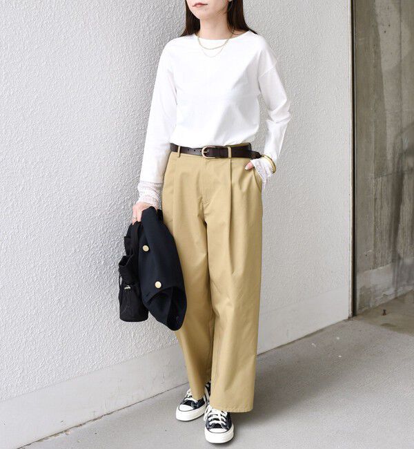 SHIPS Colors 「《予約》SHIPS Colors:〈手洗い可能〉レース 切替スリーブ カットソー◆」|Tシャツ・カットソー|