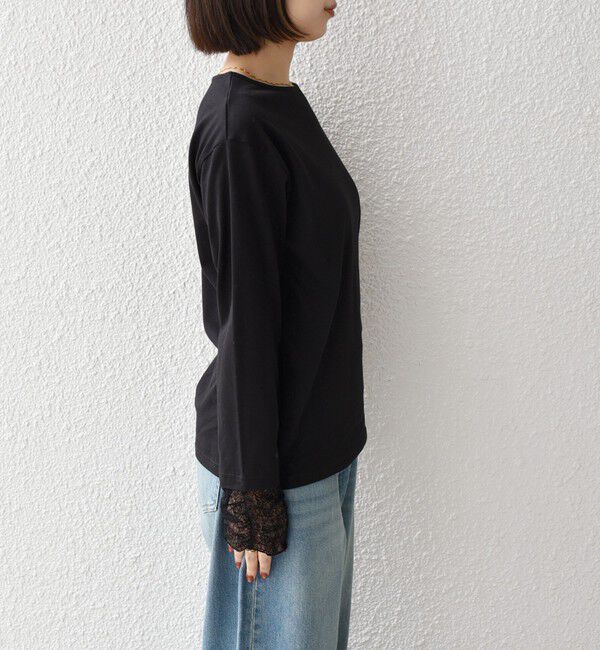 SHIPS Colors 「《予約》SHIPS Colors:〈手洗い可能〉レース 切替スリーブ カットソー◆」|Tシャツ・カットソー|