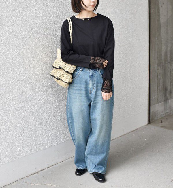 SHIPS Colors 「《予約》SHIPS Colors:〈手洗い可能〉レース 切替スリーブ カットソー◆」|Tシャツ・カットソー|