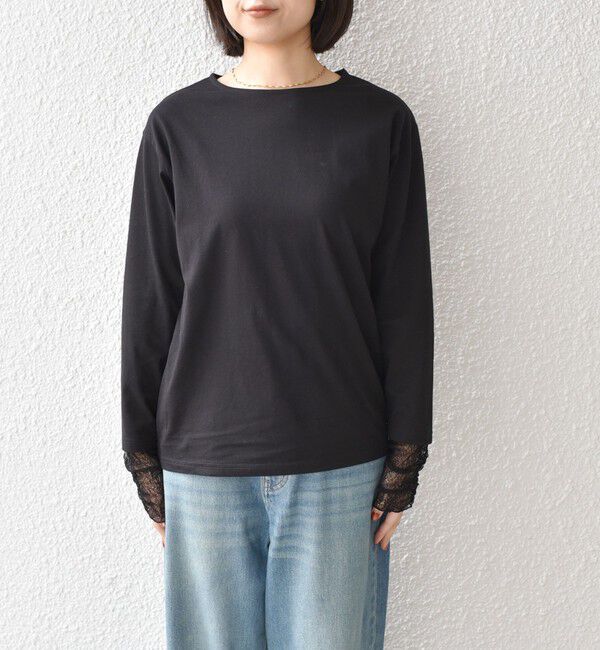 SHIPS Colors 「《予約》SHIPS Colors:〈手洗い可能〉レース 切替スリーブ カットソー◆」|Tシャツ・カットソー|