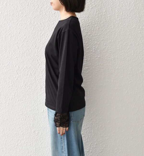 SHIPS Colors 「《予約》SHIPS Colors:〈手洗い可能〉レース 切替スリーブ カットソー◆」|Tシャツ・カットソー|