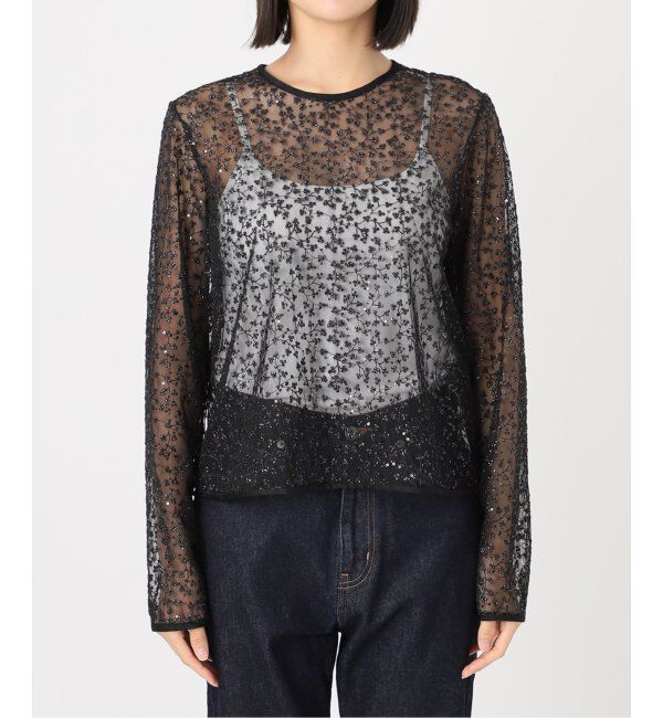 SLOBE IENA「habiスパンコールレースブラウス」|シャツ・ブラウス|