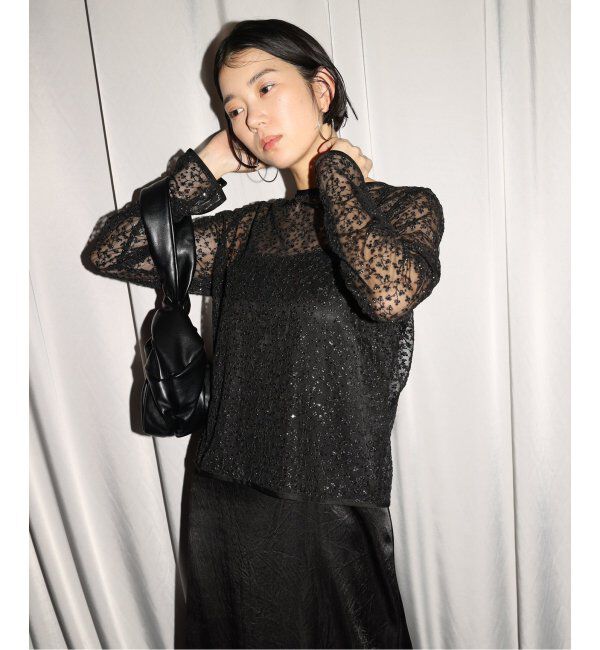 SLOBE IENA「habiスパンコールレースブラウス」|シャツ・ブラウス|