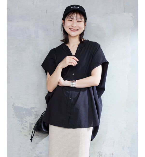 SLOBE IENA「《WEB・一部店舗限定/追加》レーヨンボイルバンドカラーブラウス」|シャツ・ブラウス|