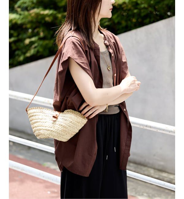 SLOBE IENA「《WEB・一部店舗限定/追加》レーヨンボイルバンドカラーブラウス」|シャツ・ブラウス|