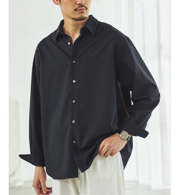 EDIFICE「SUPER 100&rsquo;s  ウール レギュラー シャツ」|シャツ・ブラウス|ネイビー