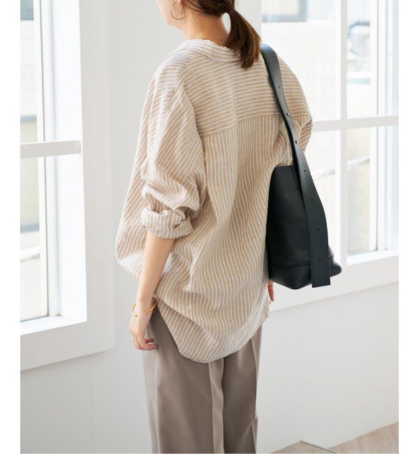 Spick and Span「《追加》80リネンカシュクールビッグシャツ」|シャツ・ブラウス|