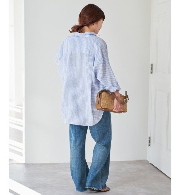 Spick and Span「《追加》80リネンカシュクールビッグシャツ」|シャツ・ブラウス|