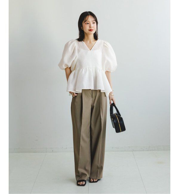 NOBLE「《追加》【洗える】シアーノイズジャガードブラウス」|シャツ・ブラウス|