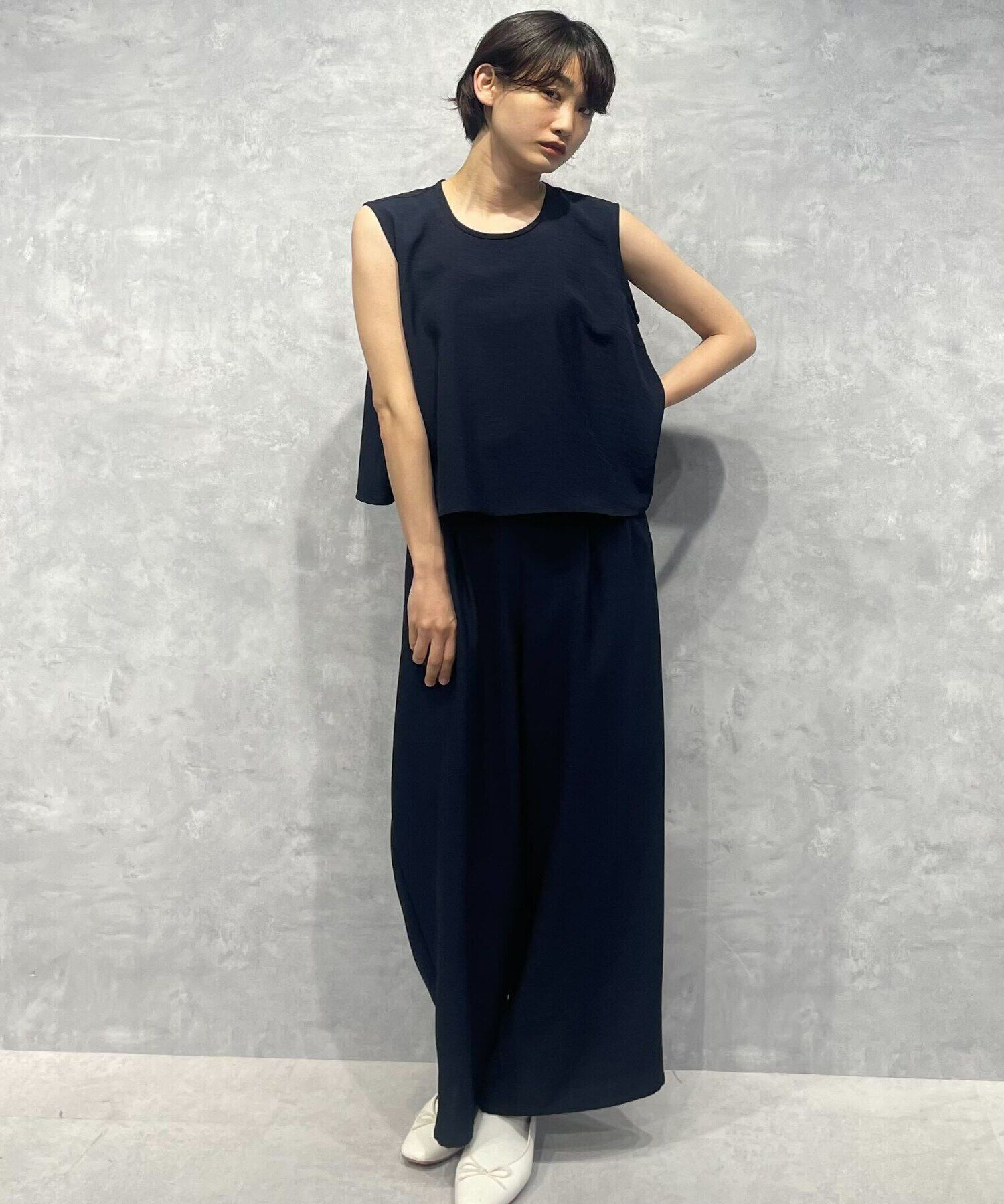 nano･universe「トップス&times;ワイドパンツセットアップ」|ワンピース|D.ネイビー1