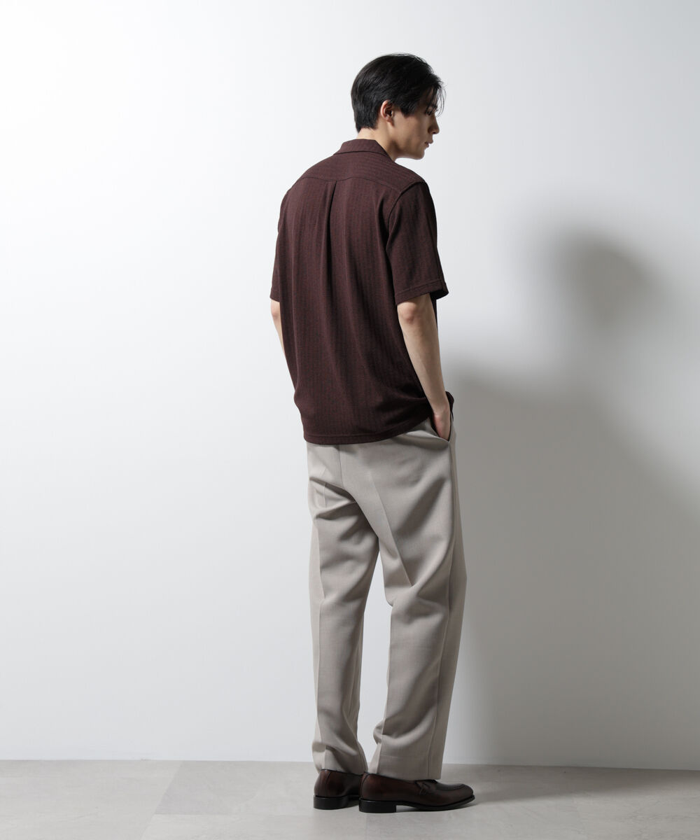 nano･universe「「Damerino」 ヘリンボン オープンカラーシャツ 半袖」|Tシャツ・カットソー|