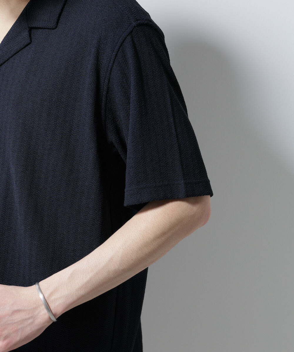 nano･universe「「Damerino」 ヘリンボン オープンカラーシャツ 半袖」|Tシャツ・カットソー|