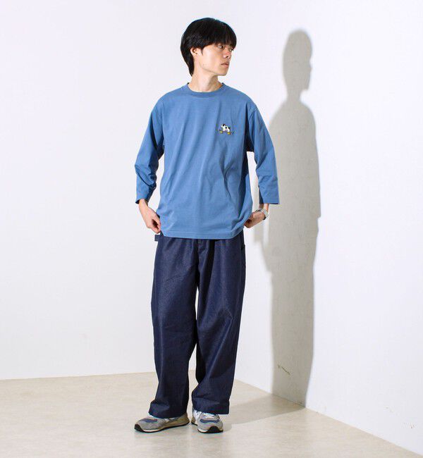 GLOSTER「【GLOSTER/グロスター】デジブル 七分袖Tシャツ ドット刺繍」|Tシャツ・カットソー|