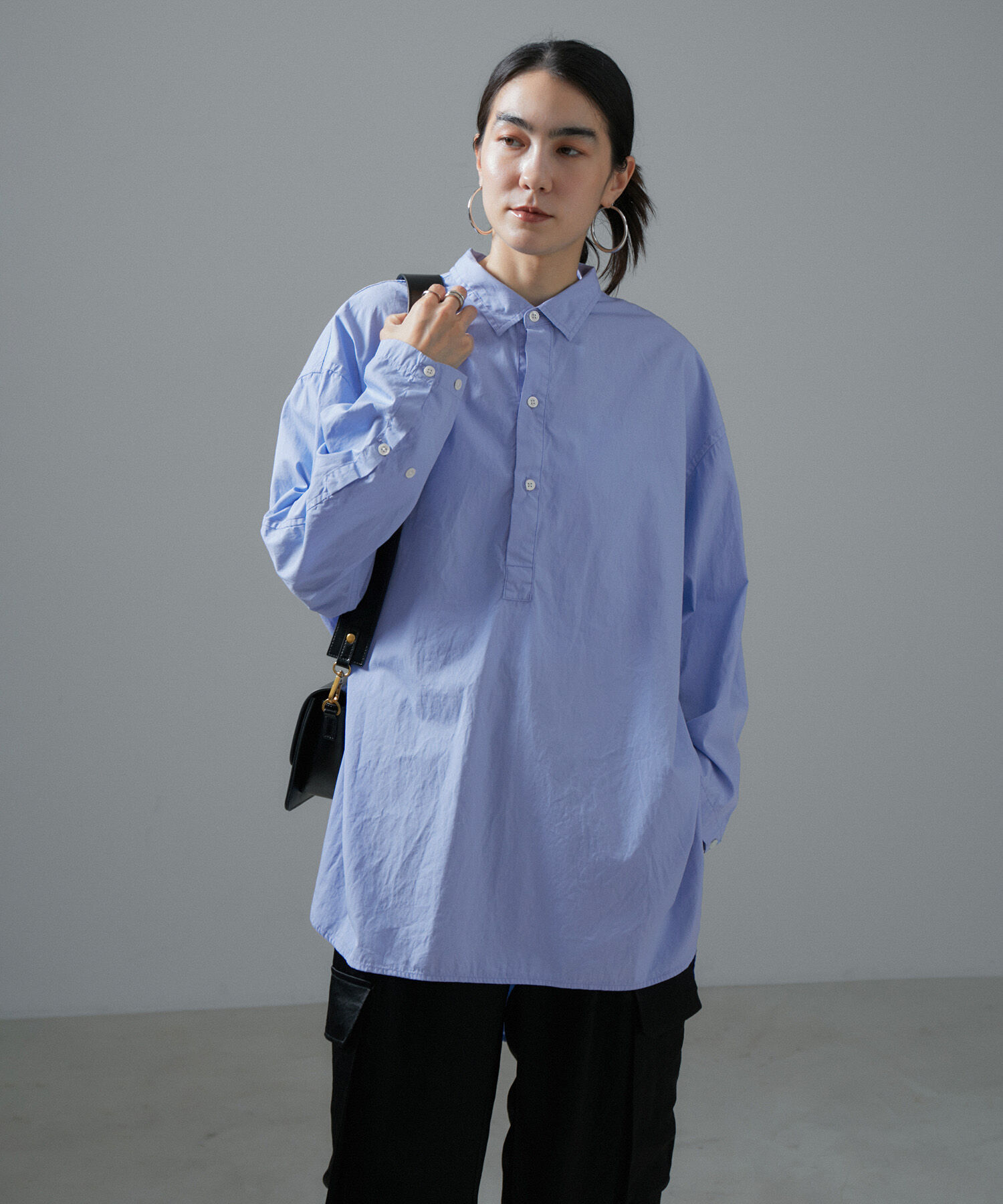 SALON adam et rope'「【Americana（アメリカーナ）】タイプライタークロスロングシャツ/無地」|シャツ・ブラウス|