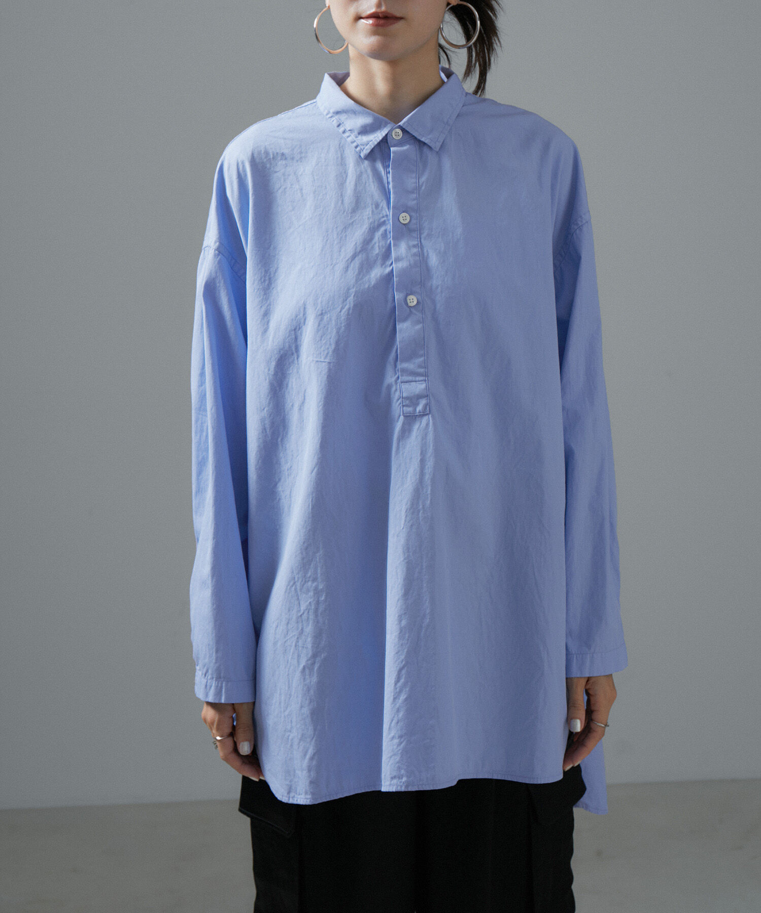 SALON adam et rope'「【Americana（アメリカーナ）】タイプライタークロスロングシャツ/無地」|シャツ・ブラウス|