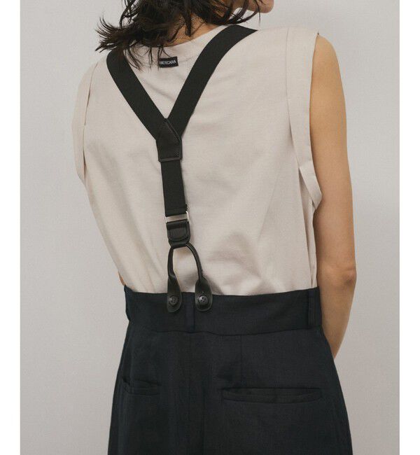 SALON adam et rope'「【WEB限定】ヨーロピアンフラックスリネンサスペンダースカート［取り外し可能］」|スカート|