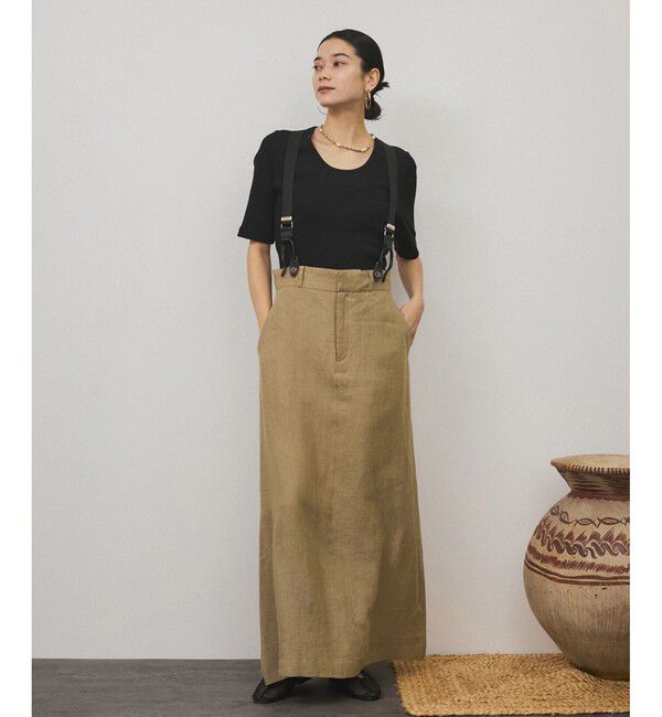 SALON adam et rope'「【WEB限定】ヨーロピアンフラックスリネンサスペンダースカート［取り外し可能］」|スカート|ベージュ(27)
