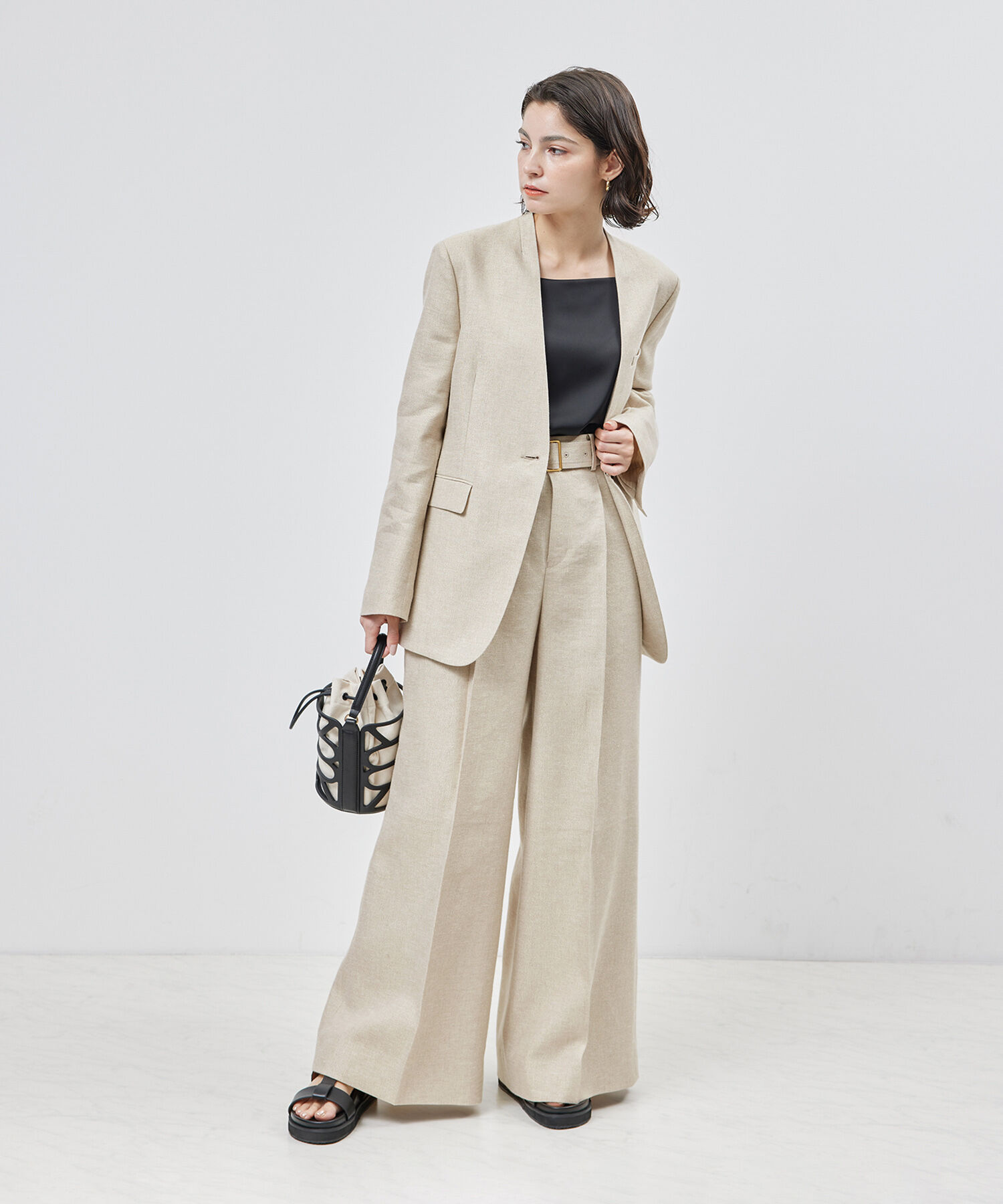 ROPE「タックワイドパンツ（ラメ/無地）【セットアップ対応】【雑誌掲載】【メディア掲載】」|その他|